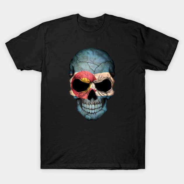 Colorado Flag Skull T-Shirt by jeffbartels